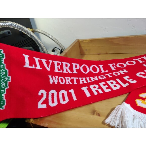 OFFICIAL LIVERPOOL 2001 TREBLE CUP WINNERS RARE SCIARPA SCARF BUFANDA ~56x7" - Picture 2 of 8
